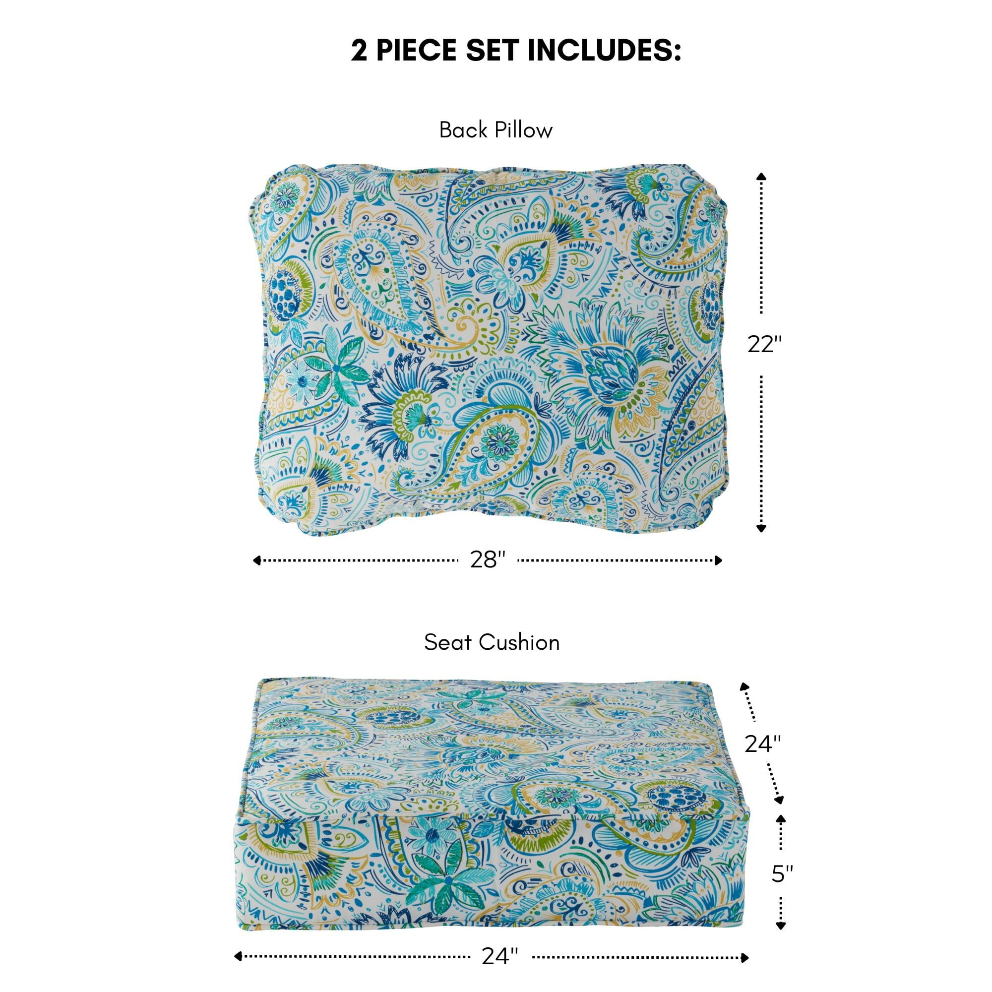 Greendale Home Fashions Outdoor 2-Piece Reversible Deep Seat Cushion Set, Baltic