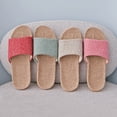 thumbnail image 3 of Zapatillas de lino para mujer, para el hogar, para interiores, antideslizantes, para amantes de las cuatro estaciones, sandalias resistentes al desgaste, 3 of 4