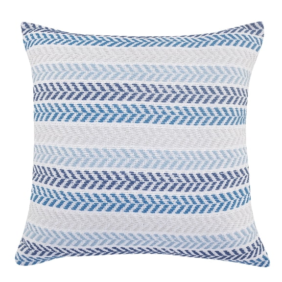 Ox Bay Ariya Blue/Ivory Chevron Cotton Adult Decorative Throw Pillow Cover