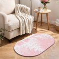 thumbnail image 2 of Oval Door Mat 20"x31.5", Christmas Pink Absorbent Non Slip Front Door Mat, White Xmas Tree Elk Winter Snowflake Diatomaceous Entryway Rug for Indoor Patio Living Room Kitchen Door Entrance, 2 of 9