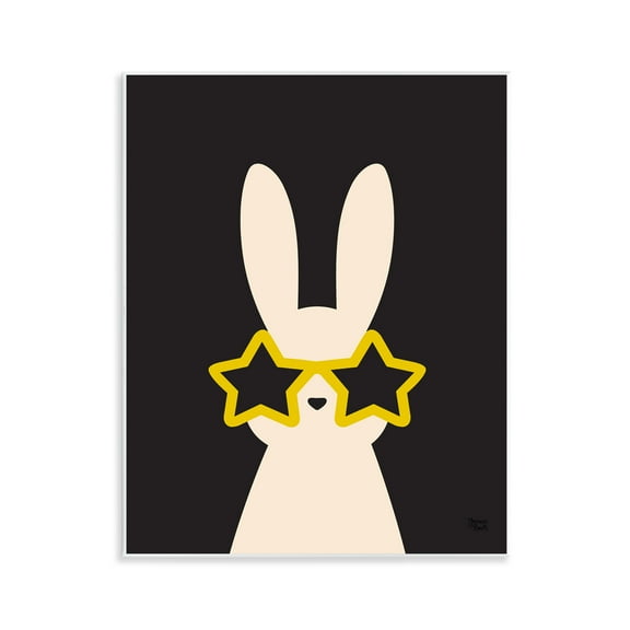 Stupell Industries Rabbit with Star Glasses Animals Painting Unframed Art Print Wall Art, 11 x 14