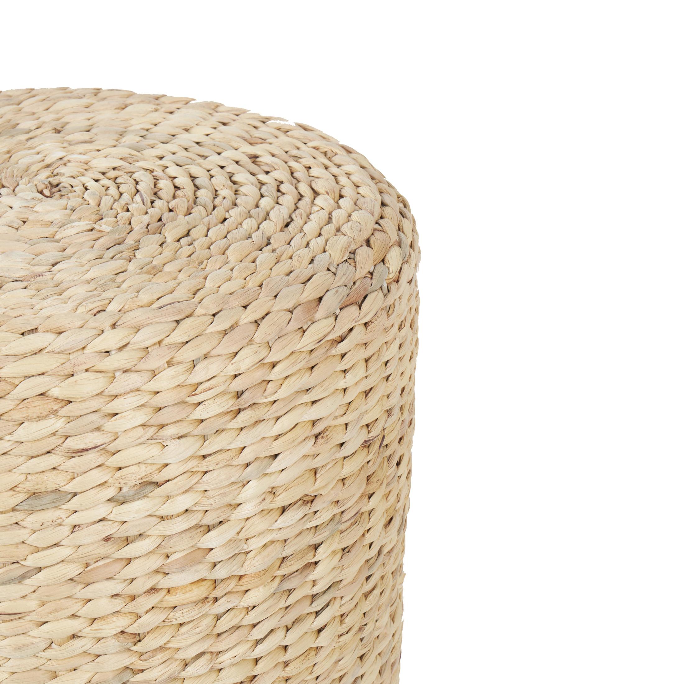 DecMode 16" x 19" Brown Seagrass Handmade Woven Drum Accent Table, 1-Piece