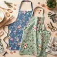thumbnail image 3 of Topekada 2Pack Floral Aprons for Women Adjustable Kitchen Chef Apron With Rose Pattern for Cooking, Baking(Blue), 3 of 7