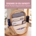 thumbnail image 4 of Gustave Nylon Backpack Purse for Women Multi-Pocket Lightweight 14" Laptop Travel Backpack Casual Daypack for Daily Work College(Khaki), 4 of 8