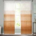 thumbnail image 2 of Orange White Ombre Semi Sheer Curtains 108 Inch Length 2 Panels Set, Farmhouse Retro Simple Striped Art Sheer Kitchen Curtain Privacy Voile Window Curtain for Living Room Bedroom Rod Pocket Drapes, 2 of 7