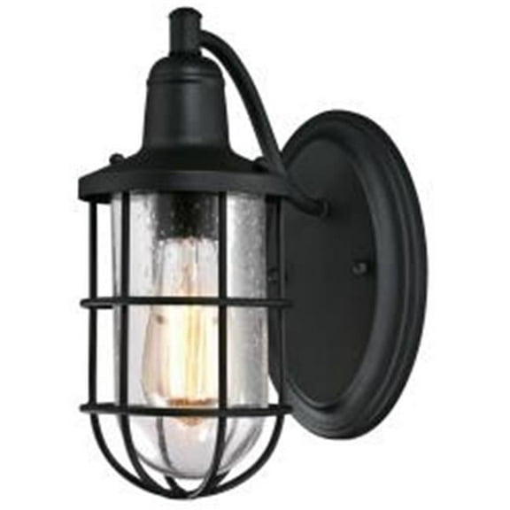 Westinghouse 6334700 Crestview One-Light Outdoor Wall Fixture, Textured Black Finish with Clear Seeded Glass