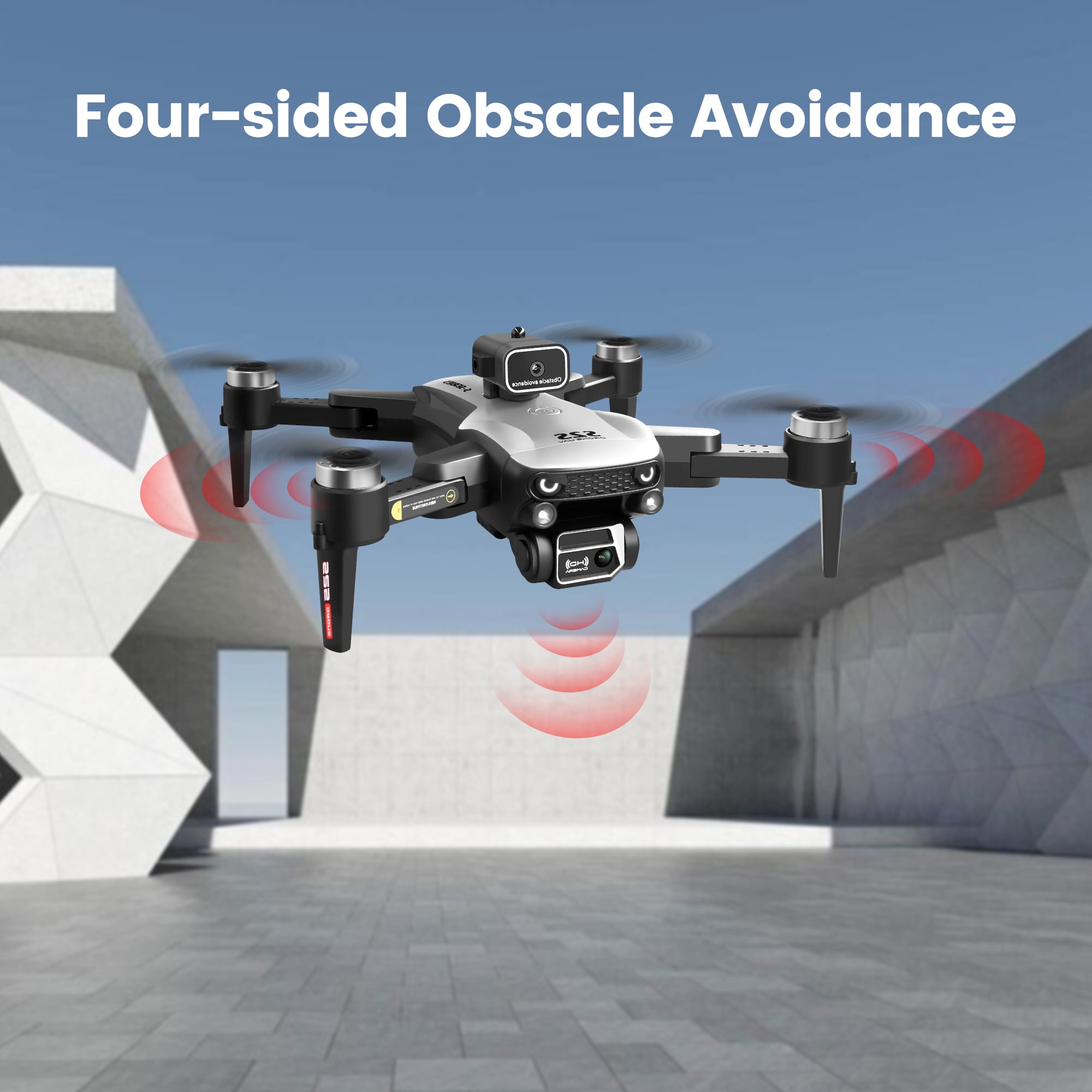 Wefone S2S Foldable Drone with 6K Camera for Adults and Kids, Brushless Motor, 2 Batteries, White