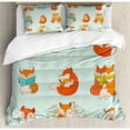 thumbnail image 3 of Fox Duvet Cover Set Twin Size, Lovely Fox Characters Sleeping Reading Romantic Couple Nature Kids Comic Arrangement, Decorative 2 Piece Bedding Set with 1 Pillow Sham, Multicolor, by Ambesonne, 3 of 3
