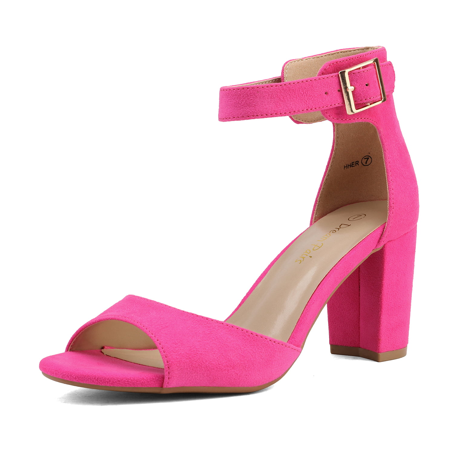 DREAM PAIRS Women Fashion Ankle Open Toe Sandals Chunky Heel Sandals Dress Shoes HHER FUCHSIA/SUEDE Size - Walmart.com