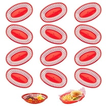 Tutuviw 12 Pack Red Fast Food Baskets, Plastic Serving Baskets Restaurant Baskets for Hot Dogs, Chicken, Burgers, Sandwiches, Fries(12Pcs,Red)