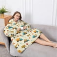 thumbnail image 5 of Oversized Wearable Blanket Hoodie,Cartoon Construction Vehicles Barriers Beige Pattern Sherpa Blanket Hoodie with Super Pockets,Super Warm Fuzzy Pullover for Women & Men, 5 of 6