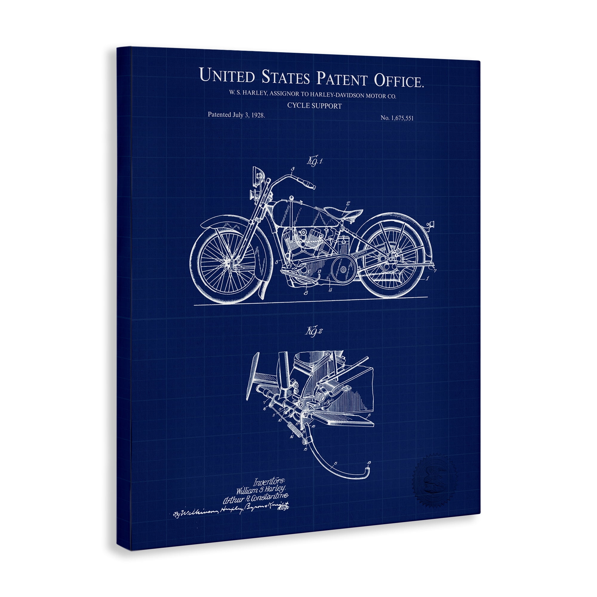 Stupell Industries Cycle Support Blueprint Transportation Painting Gallery Wrapped Canvas Art Print Wall Art, 16 x 20