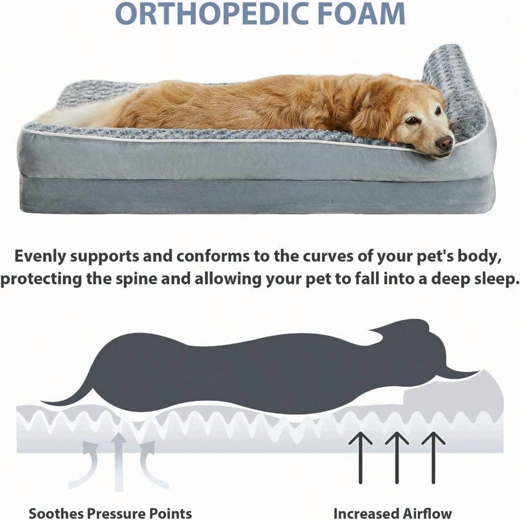 Orthopedic Dog Bed for Large DogsBig Waterproof Sofa Dog Bed with Removable Washable Cover Washable Pet Bed with Waterproof Lining and Noid Bottom Pet Bed for Large Dogs