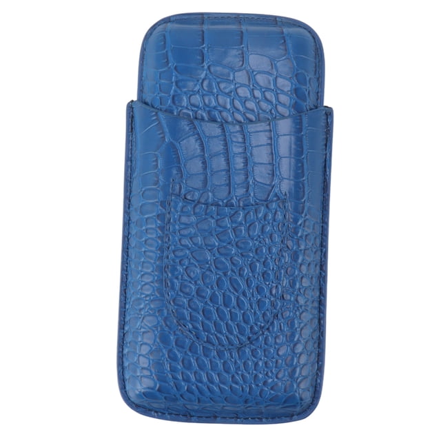 Estuche de viaje de cuero de primera calidad para senderismo, estuche para puros de 3 dedos, de color azul oscuro esmerilado