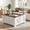 Dark Brown+White, variant on Farmhouse Lift Top Coffee Table with Storage, Wood Square Center Table with Charging Station&USB Port, Living Room Table w/Large Hidden Space, for Living Room, Bedroom, Home Office,