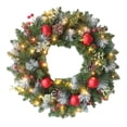 thumbnail image 4 of Anillo de vid de Navidad, guirnalda de hojas de PE de fruta roja de PVC, decoración de piñas naturales, joyería de 40 cm, 4 of 6