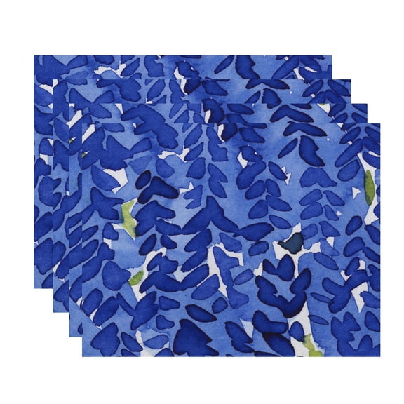 Simply Daisy's Flower Bell 18x14 inch Blue Floral Print Placemat (Set of Four)