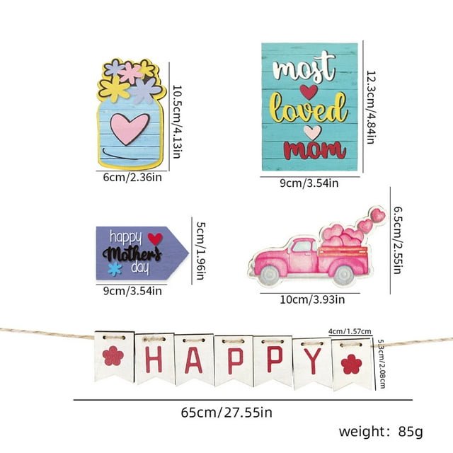 Colorful Wooden Signs Ornaments Multipurpose Tiered Tray Sign Rustic Farmhouse Decor For Mother Day
