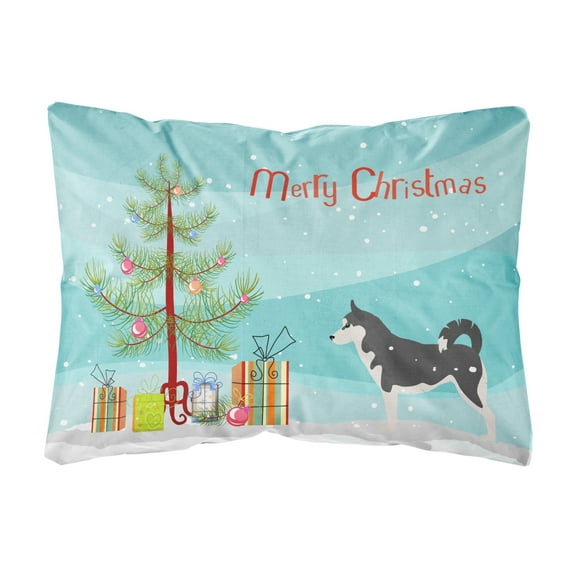 Carolines Treasures BB2998PW1216 Siberian Husky Merry Christmas Tree Canvas Fabric Decorative Pillow, 12H x16W,