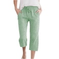 thumbnail image 2 of ITSAME Girls Cotton Linen Pants, Elastic Waist Loose Fit Plaid Print Kids Casual Fashion Pants with Pockets Green 4T, 2 of 9