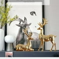 thumbnail image 3 of Lssam Golden Deer 2Pcs Elk Statue Reindeer Sculpture Brass Christmas Figurine Nordic Style Tabletop Decor for Living Room Home Ornament, 3 of 8