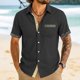 thumbnail image 2 of Camisas de Verano Casuales de los Hombres Impresas Camisa de Manga Corta Parchada para Hombres, Contraste Cuello Botón Arriba con Bolsillo de Pecho, 2 of 8