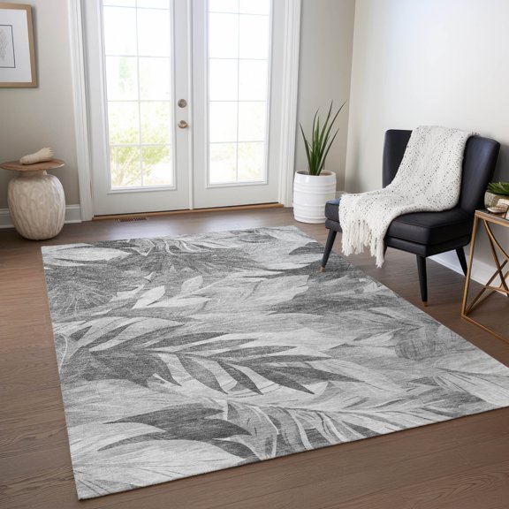 Addison Rugs Machine Washable Indoor/ Outdoor Tropical Floral Chantille Rug Gray - 10' x 14'