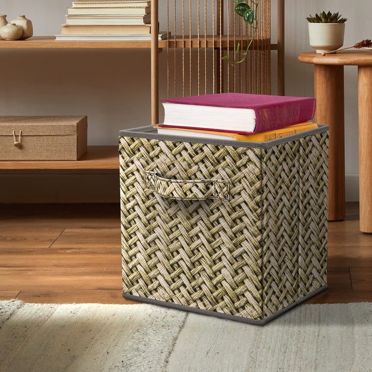 Waterproof Cuby Gold Storage DULLEMELO Wicker Storage Baskets 11x11 Storage Cube Bins ...