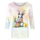 thumbnail image 2 of TaTaai Women Loose Casual Pullover Tee Easter Print Crew Neck 3/4 Sleeve Stylish Top Ladies Spring Holiday Gathering Wear Soft Comfortable No Fading High-Rated Top Gift, 2 of 7