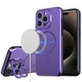 thumbnail image 2 of For iPhone 13 Pro Max Magnetic Ring Circle Camera Cap KickStand Hybrid UV Paint Matte Finish Case - Purple, 2 of 4
