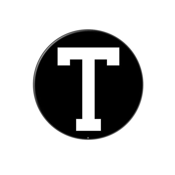 Letter T Initial Black White Lapel Hat Pin Tie Tack Large Round
