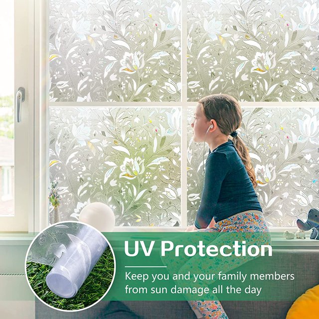 Adhesivo 3D para ventana - Anti-UV - Motivo de tulipanes - 44,5 x 200 cm ShuxiuWang 9024735537007
