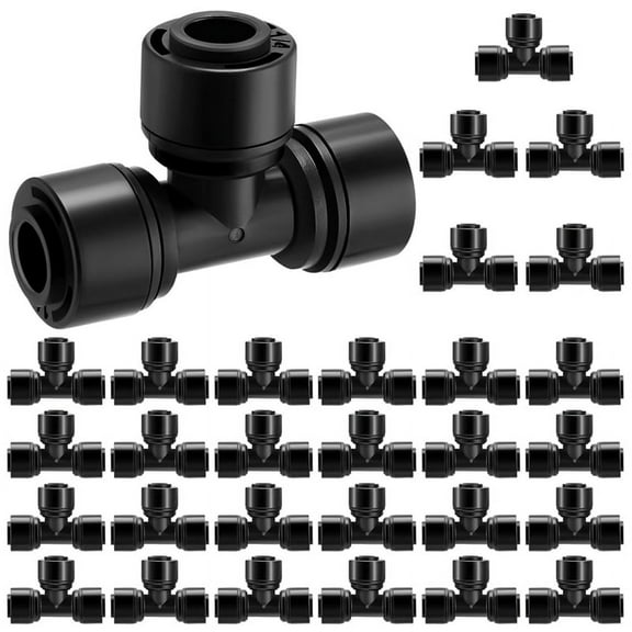 30Pcs 1/4inch Drip Irrigation Tee Connectors Irrigation Connectors for Drip Tube Quick Connect Drip Ir