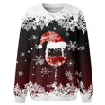 thumbnail image 5 of asdoklhq Christmas Sweatshirts for Women Fashion Casual Printed Round Neck Long Sleeve Pullover Top Sweatshirts Wine L, 5 of 5