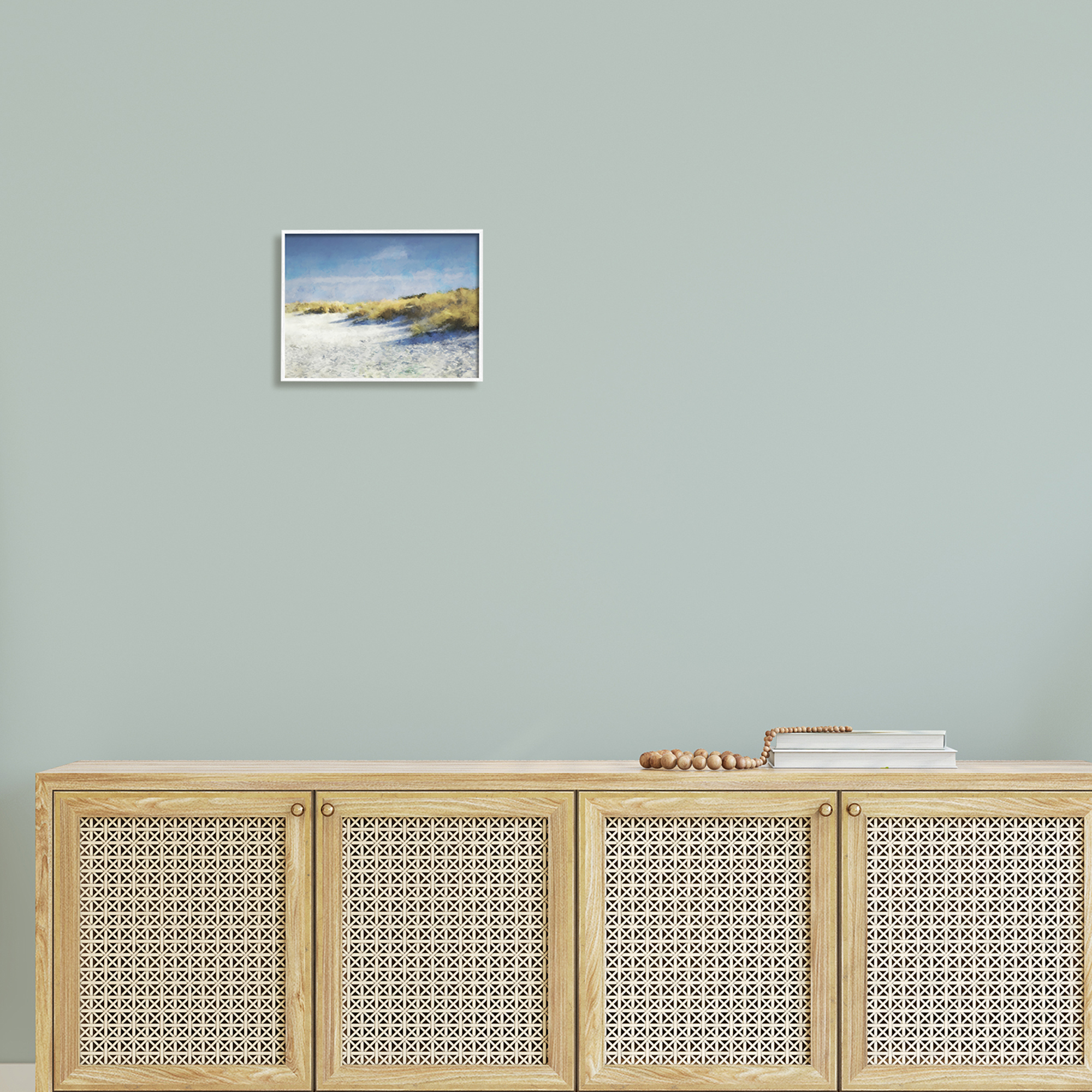 Stupell Beach Reeds Sandy Coast Landscape Painting White Framed Art Print Wall Art