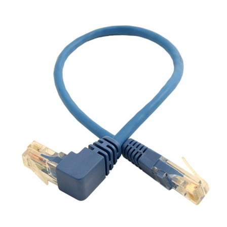 1ft Cat5E ANGLED Ethernet RJ45 Patch Cable, NON-BOOTED, BLUE
