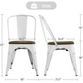 thumbnail image 2 of YEXJ 18 Inch Classic Iron Metal Dining Chair with Wood Top/Seat Indoor-Outdoor Use Chic Dining Bistro Cafe Side Barstool Bar Chair Coffee Chair-Wood Padding-Distressed White, 2 of 19