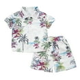 thumbnail image 2 of NAISIBABY Boys Set 2-Piece, Graphic Short Sleeve Shirt Elastic Waist Shorts Summer Beach Hawaii Outfit White 5-6T, 2 of 3