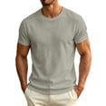 thumbnail image 3 of Gym Tops Dqueduo Men's Summer Casual Solid Color T-shirt Khaki XXL, 3 of 8