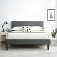 thumbnail image 2 of Modern Sleep Hampton Square Upholstered Platform Bed Frame, Full, Grey, 2 of 11