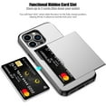 thumbnail image 2 of iPhone 13 Pro Case with Card Holder Heavy Duty Protective Dual Layer Shockproof Hidden Card Slot Slim Wallet Case for iPhone 13 Pro for Men&Women(Silver), 2 of 14