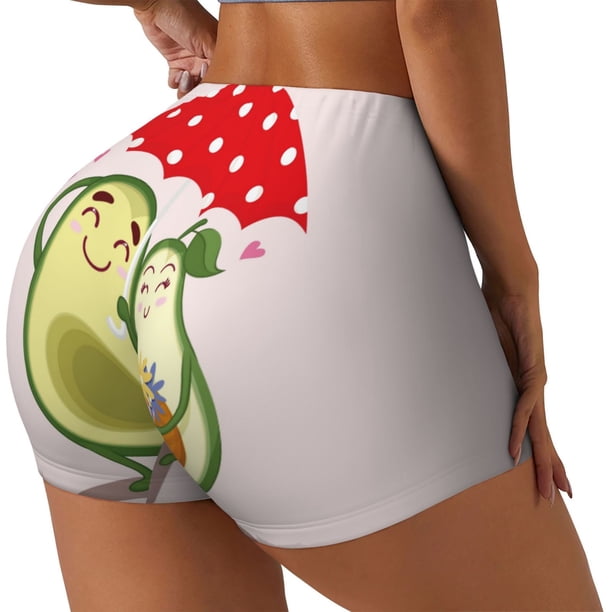 Fotbe Avocado Lovers Wearing Umbrella Shorts Sin Costuras – Shorts Deportivos de Cintura Alta para Mujer, Elásticos para Gimnasio, Yoga, Running o Ciclismo-Medium