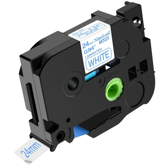 NineLeaf Compatible for Brother P-touch TZe-253 TZe253 TZ-253 TZ253 24mm 1 Inch Blue on White Laminated TZe TZ Label Tape 0.94" x 26.2ft