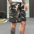thumbnail image 4 of WTOBBY Men's Camouflage Cargo Bermuda Shorts with Elastic Drawstring Waist, Outdoor Trendy Loose Fit Pockets for Summer Adventures,Khaki XL, 4 of 5