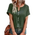 thumbnail image 7 of Green Summer Shirt with Front Button & Breathable Comfort, Size XL V-Neck Short Sleeve Tee Bienvenido, 7 of 7