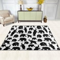 thumbnail image 3 of 5'3" x 4' (63 x 48 inch) Area Rug, Pad Black Elephants On White Nursery Rugs Floor Mat for Kids Playing Room Living Room Bedroom, 3 of 6