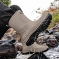 thumbnail image 2 of Mens Waterproof Mid Calf Fishing & Tide Pool Rain Wellies Slip Resistant Thick Rugged Sole Rubber Booties, Durable Footwear for Beach Wading, Farming, Outdoor Rainy Activities Gray F, 2 of 6