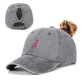 thumbnail image 2 of Duoif Washed Baseball Caps for Men Women with Small Heart Embroidery Women Criss Cross Ponytail Baseball Cap, Adjustable Baseball Hat for Women, Mesh Outdoor Sports Hat for Travel, Sports, 2 of 8