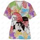 thumbnail image 3 of Uniforme de enfermera de verano con estampado de Mickey Mouse de Disney, ropa de trabajo para dentistas, salones de belleza y tiendas de mascotas, camisetas con cuello en V y bolsillos, 3 of 5