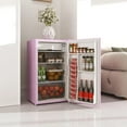 thumbnail image 3 of Resenkos Mini Fridge with Freezer, Mechanical Thermostat and Reversible Door for Bedroom, Dorm, Pink, 3 of 11